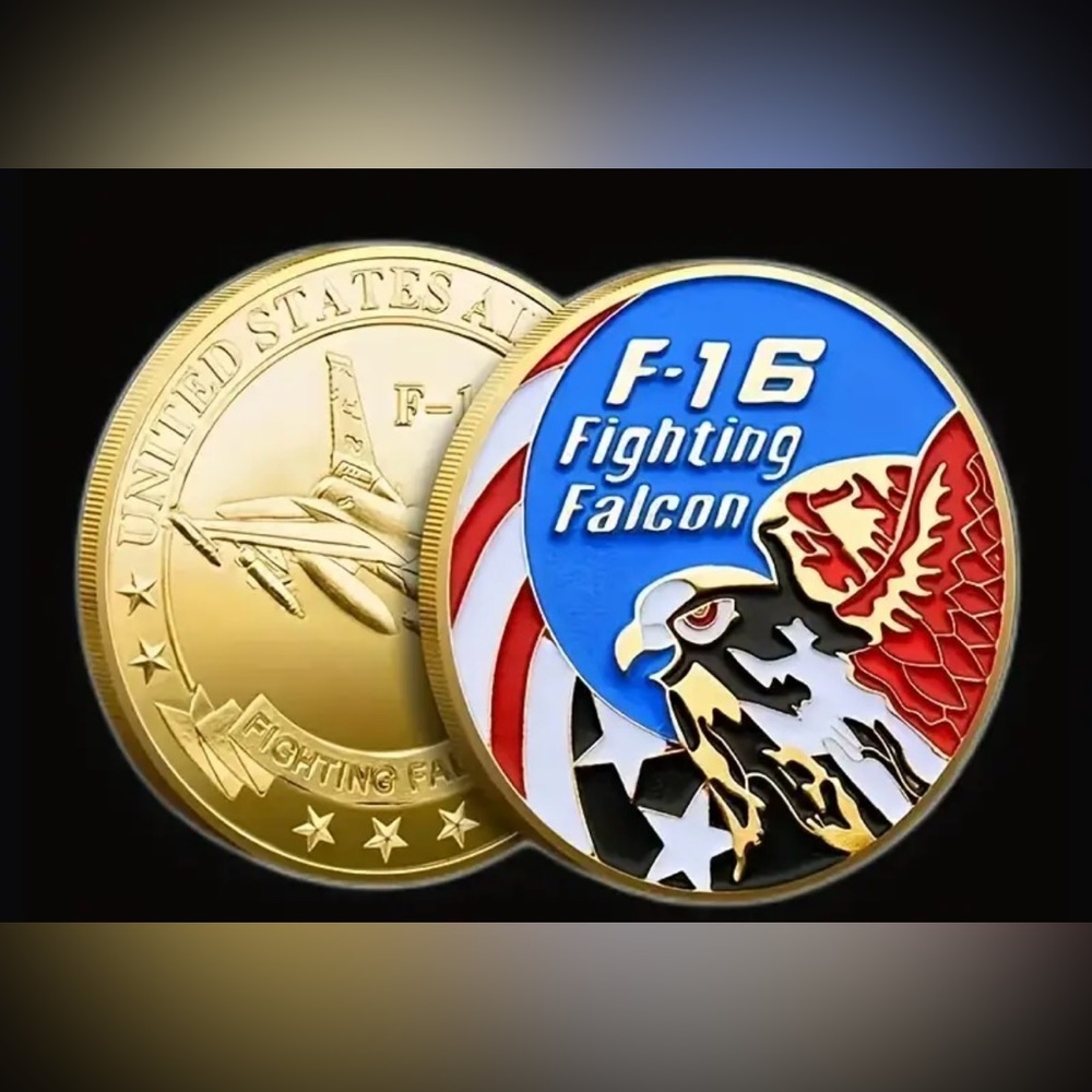 F-16 Challenge Coin Gold Tone